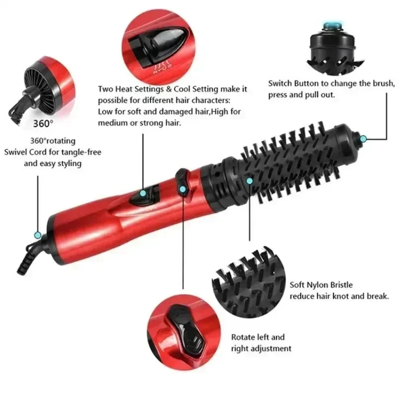 3 in 1 Rotating Hair Dryer Electric Comb Hair Straightener Brush Dryer Brush Hot Air Comb