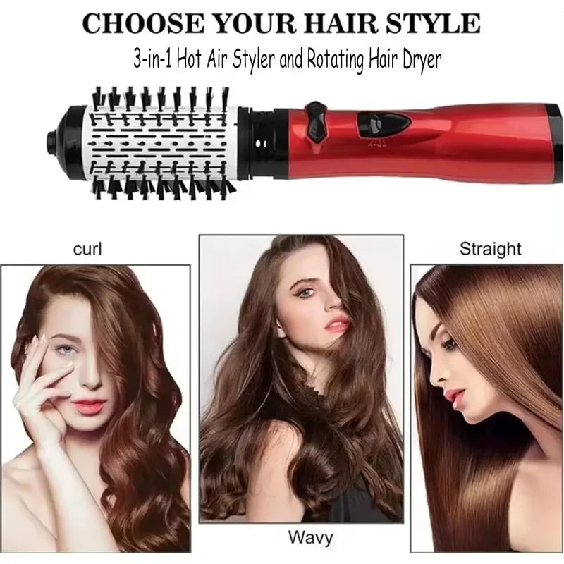 3 in 1 Rotating Hair Dryer Electric Comb Hair Straightener Brush Dryer Brush Hot Air Comb