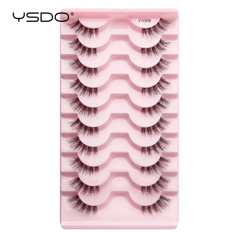 YSDO Half Lashes 5/7/10 Pairs Half False Eyelashes Soft Natural Cat Eye Lashes Makeup 3D Mink Eyelash Extension Fluffy Faux Cils