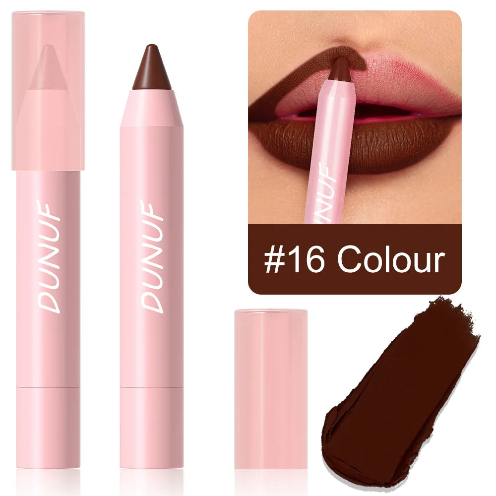 Lipstick Pencil Waterproof Sexy Red Matte Contour Tint Lipstick Lasting Non-stick Cup Lipliner Pen