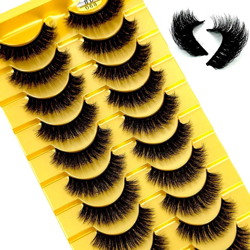 3D Faux Mink False Eyelashes Natural Long Fluffy Eye Lashes Wispy Makeup Beauty Extension Short Fake Eyelashes
