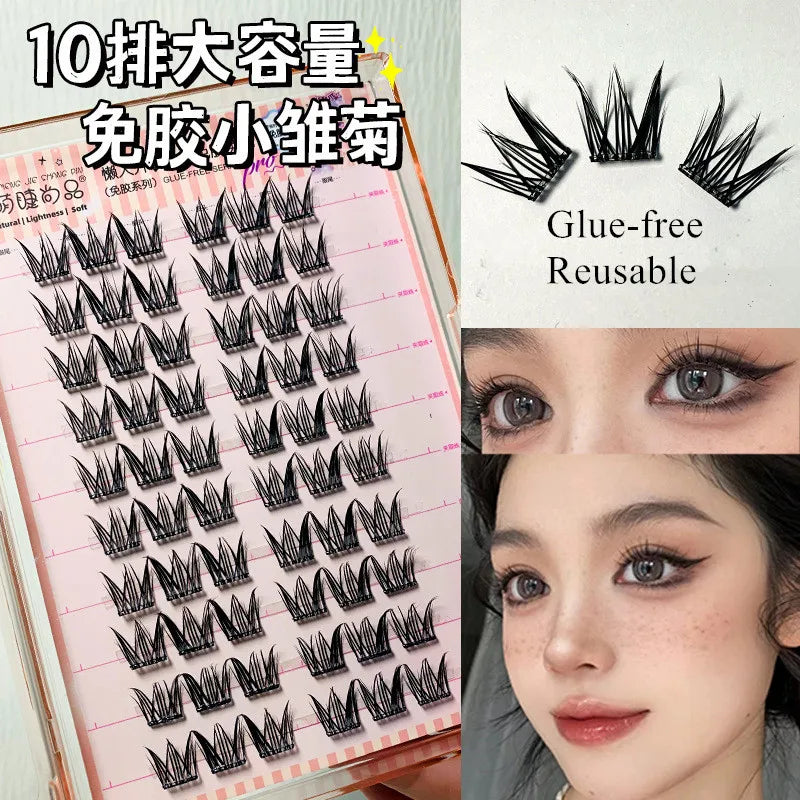 Voluminous No Need Glue Self-adhesive False Eyelashes Fluffy Fish Tail Sunflower Thick Curling Lash Extension DIY Anime Eyes