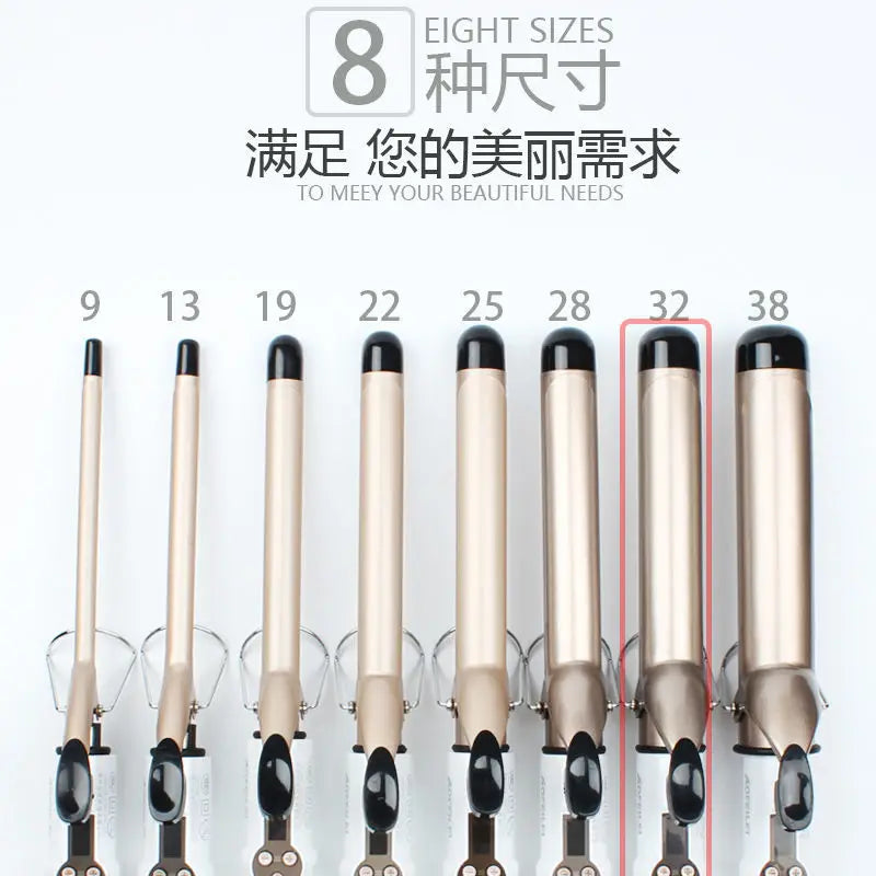 Electric Hair Curler Straightener Long Curling Tong Wand 9-38mm Professional Hair Curling Iron LCD