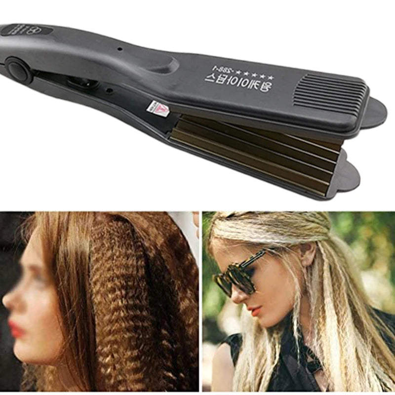 Professional Fluffy Hair Curler Corrugated Plate Wave Iron Flat Iron Fast Curling with Temperature