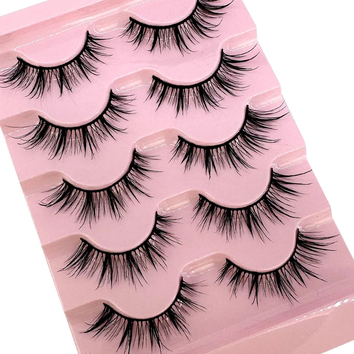 5Pairs Natural 3D Dramatic Fairy Clusters Manga Lashes Fake Eyelashes Wet Look Cosplay Lashes
