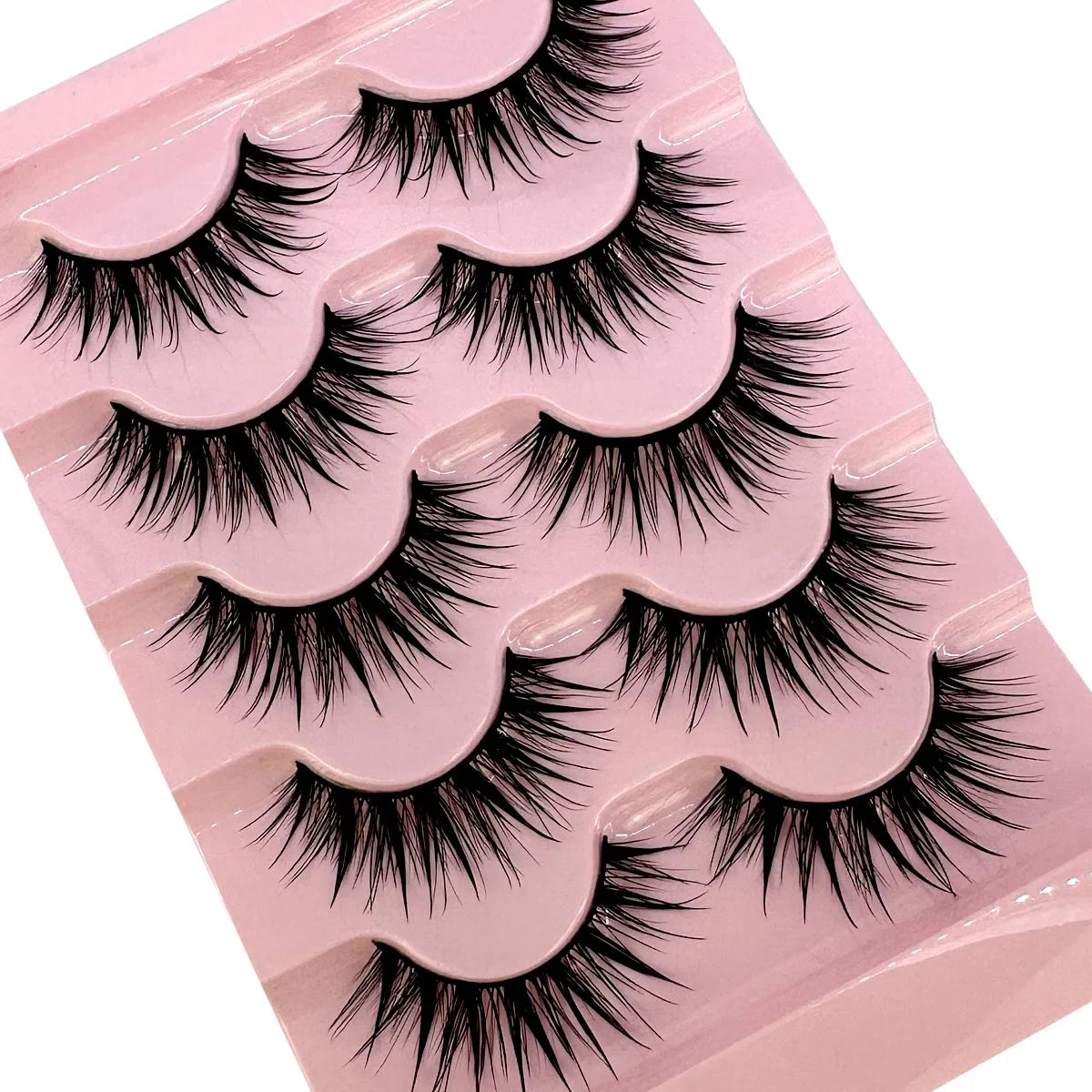 5Pairs Natural 3D Dramatic Fairy Clusters Manga Lashes Fake Eyelashes Wet Look Cosplay Lashes