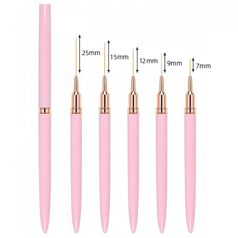 5 Pieces Set Professional Nail Art Liner Brush for Striping Painting Design,Gel Liner Nail Art Brushes for Nails