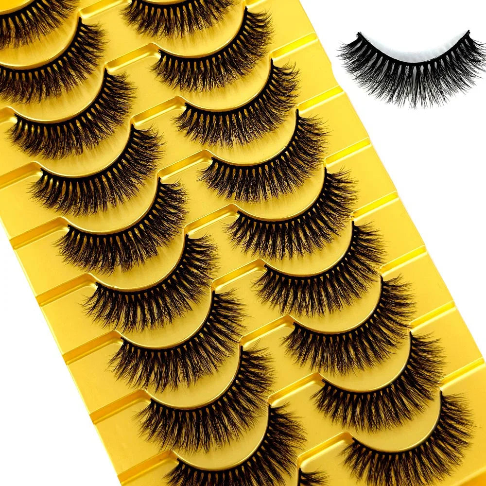 3D Faux Mink False Eyelashes Natural Long Fluffy Eye Lashes Wispy Makeup Beauty Extension Short Fake Eyelashes