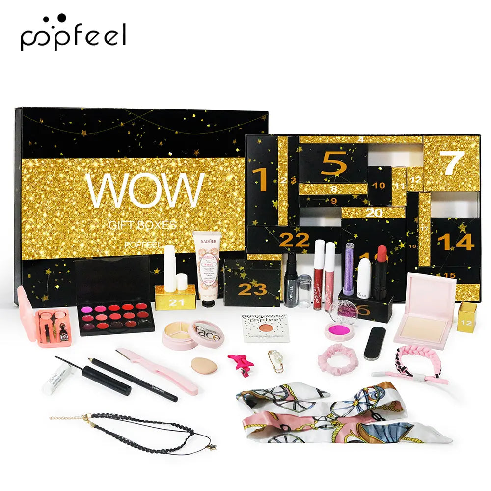 POPFEEL Makeup Kit, Black or White Box Surprise Gift for Girls Women include Eyeshadow Blush Lip-gloss Lipstick Concealer