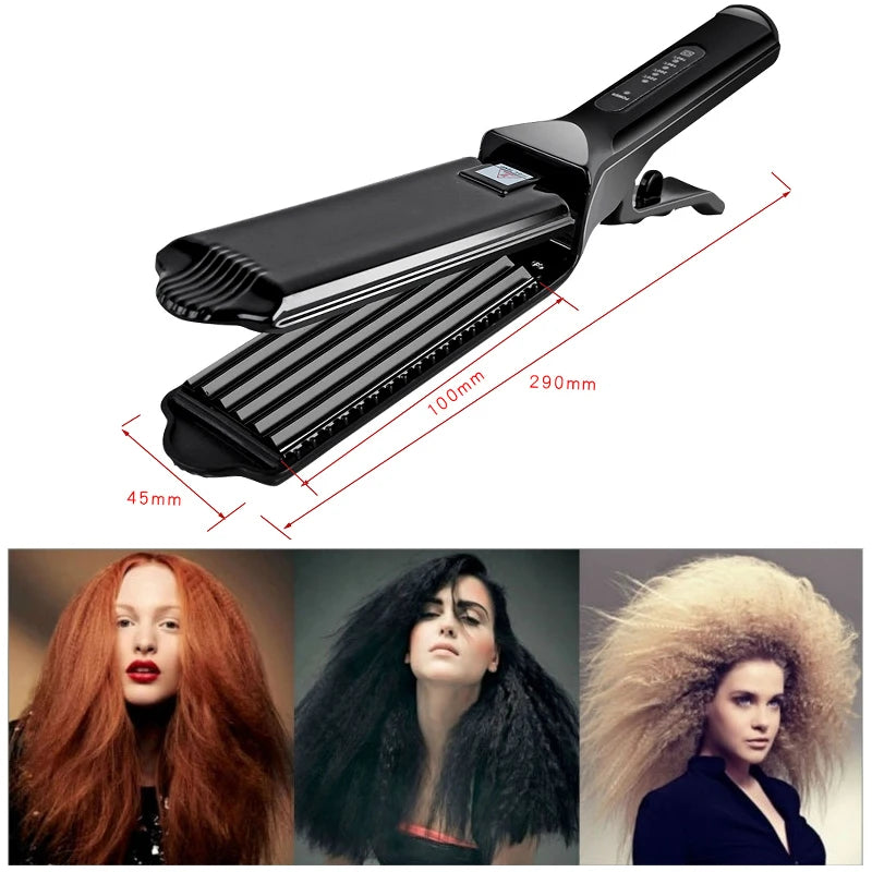 Professional Hair Curler Comb Curling Iron Wand Ceramic Corrugated Wave Corn Irons