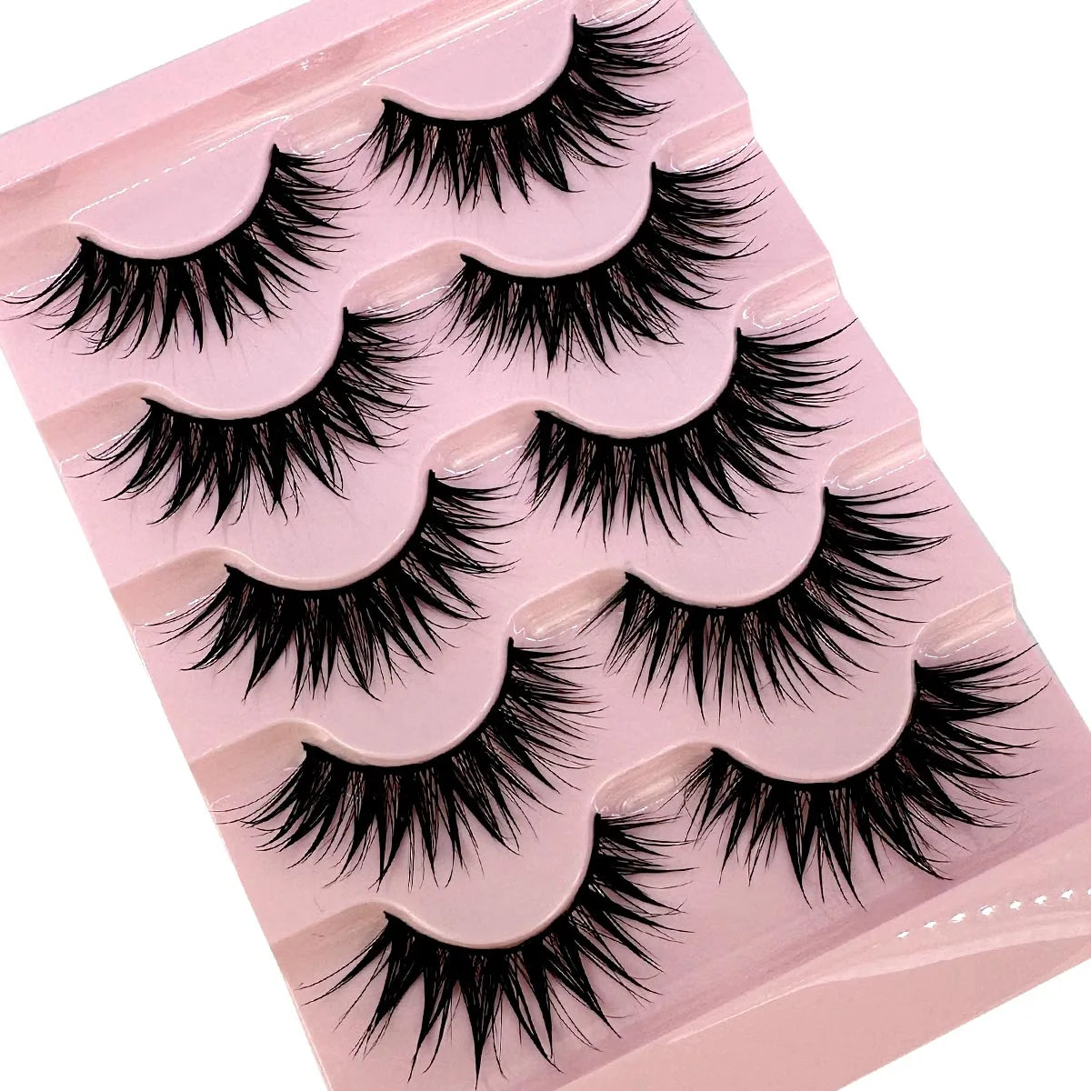 5Pairs Natural 3D Dramatic Fairy Clusters Manga Lashes Fake Eyelashes Wet Look Cosplay Lashes