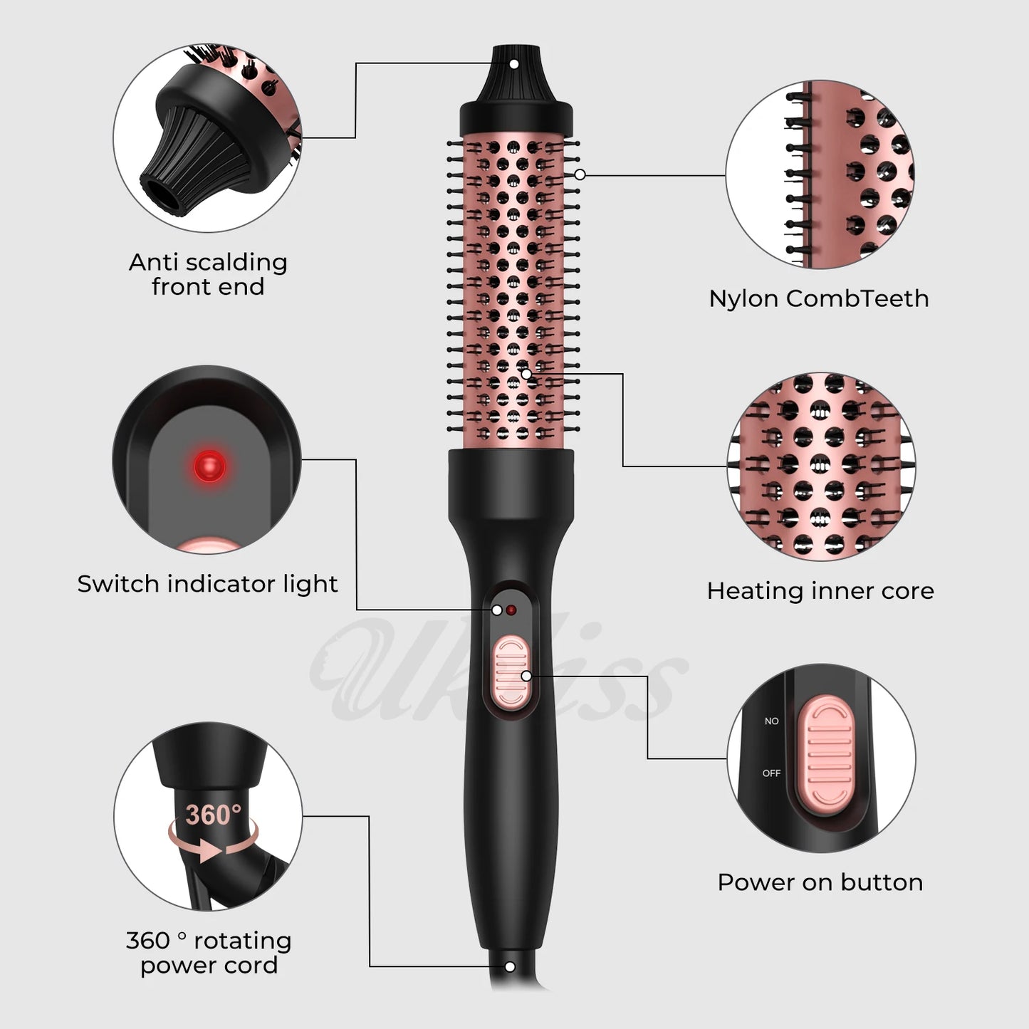 Thermal Brush Ceramic Hair Curler Comb Curling Wand Fast Heating Hot Brush Travel Curling