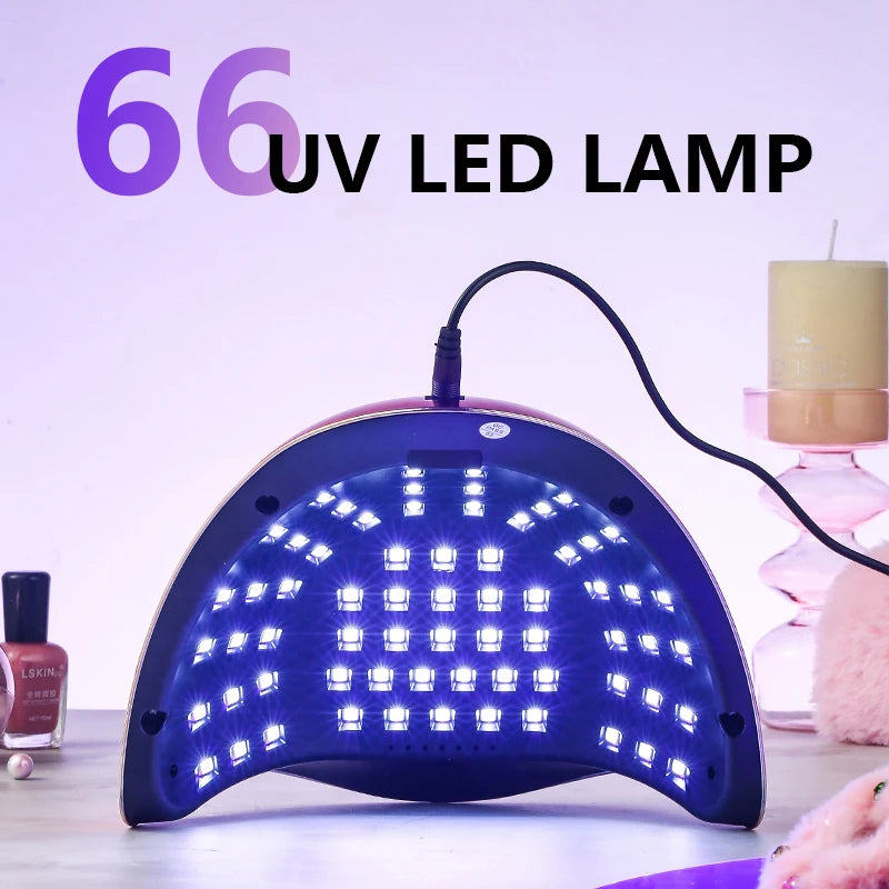 280W 66 LEDs UV LED Nail Lamp for Professional Nails Gel Polish Fast Curing Electroplated Drying Light Lamps 4 Timer Setting