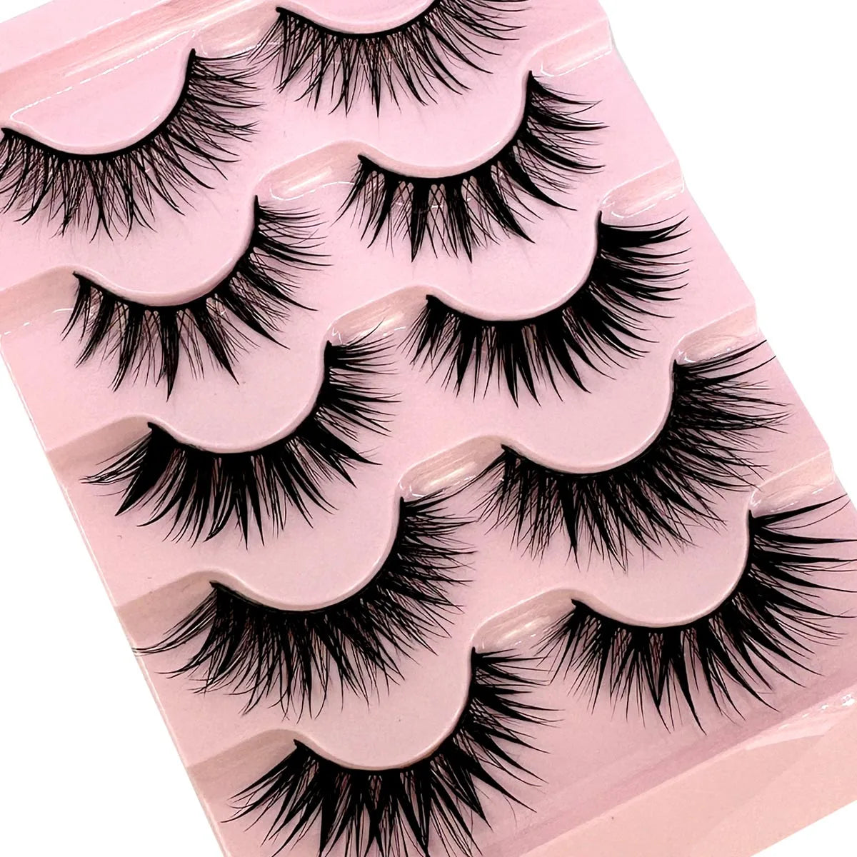 5Pairs Natural 3D Dramatic Fairy Clusters Manga Lashes Fake Eyelashes Wet Look Cosplay Lashes