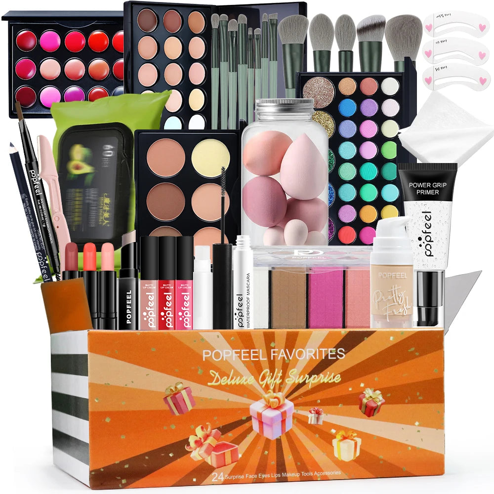 POPFEEL All In One Makeup Kit for Women Full Kit Makeup Gift Set for Women Eyebrow Eyeliner Eyeshadow Makeup Sets for Teen Girls