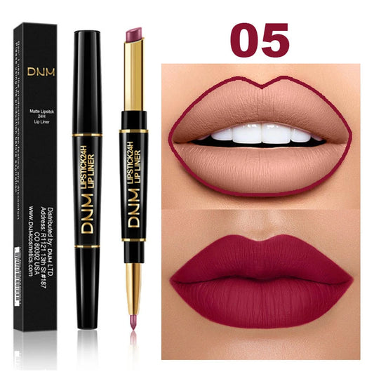 Matte Lipstick Pencil Double Head Lip Liner Pen Red Nude Long Lasting Waterproof Lady Charming Lip Pencil Makeup Tools