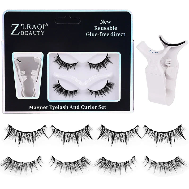 A set of magnetic eyelashes, natural look, quick installation without glue, reusable double pair of false eyelashes