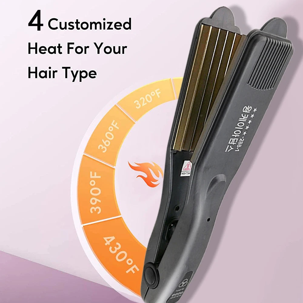 Professional Fluffy Hair Curler Corrugated Plate Wave Iron Flat Iron Fast Curling with Temperature