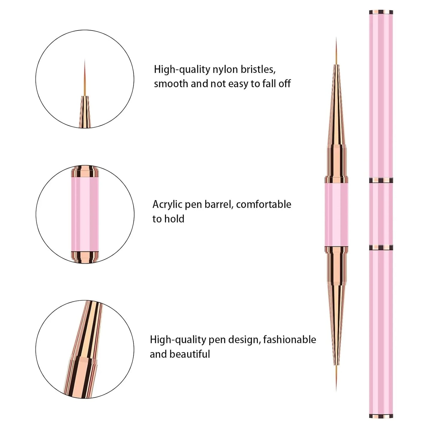 5-piece double head metal nail brush set, nail brush, nail polish brush, gel making brush, nail tool cleaning brush, nail design