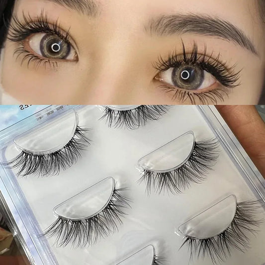 3pairs Mink Eyelashes Invisible Band Lash Extension Natural False Eyelashes Cross Cluster Fairy 3D Faux Big Eye Long Fake Lashes