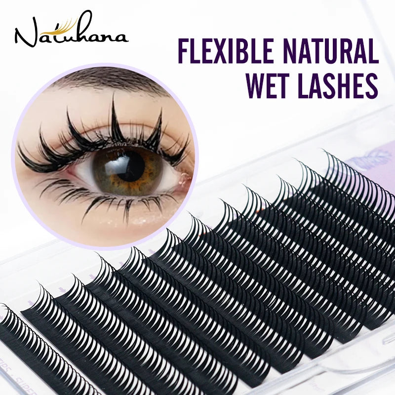 NATUHANA New 0.07mm Wet Eyelash Extension Manga Wispy Cosplay Type Spikes Lashes