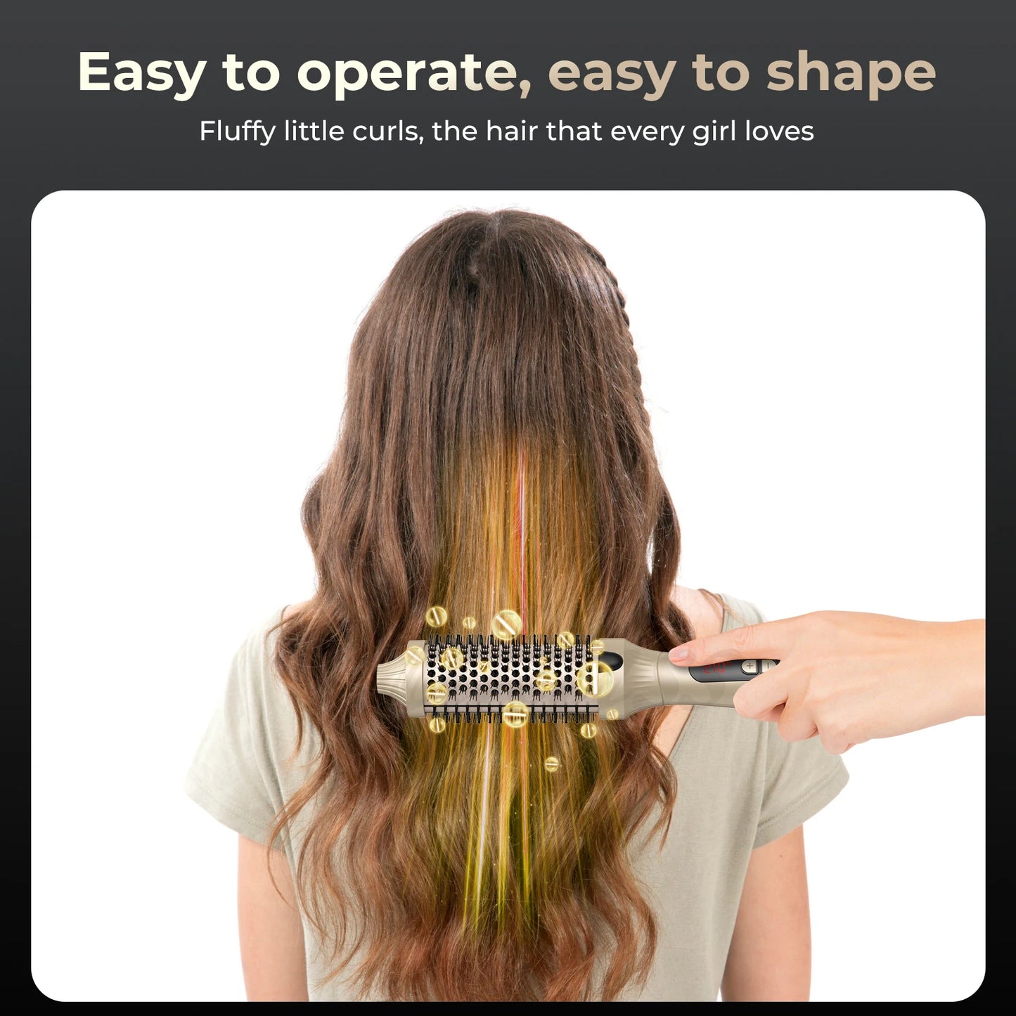 Thermal Brush 10 Temps Curling Brush Heated Curling Iron Double PTC Ceramic Hair