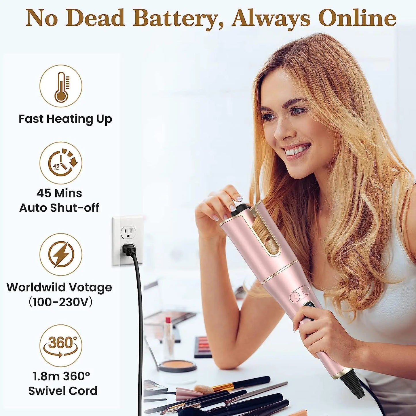 Hair Curler Curling Iron Wand with 4 Temperatures & 3 Timers & LCD Display  Curling Iron