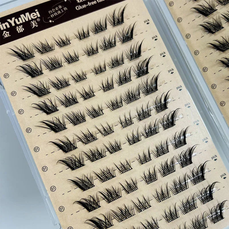 Self-adhesive Glue-free False Eyelashes Reusable Fluffy Fox Eye Effect Thick Long Segmented Lash Extension DIY Manga Eyes Tool