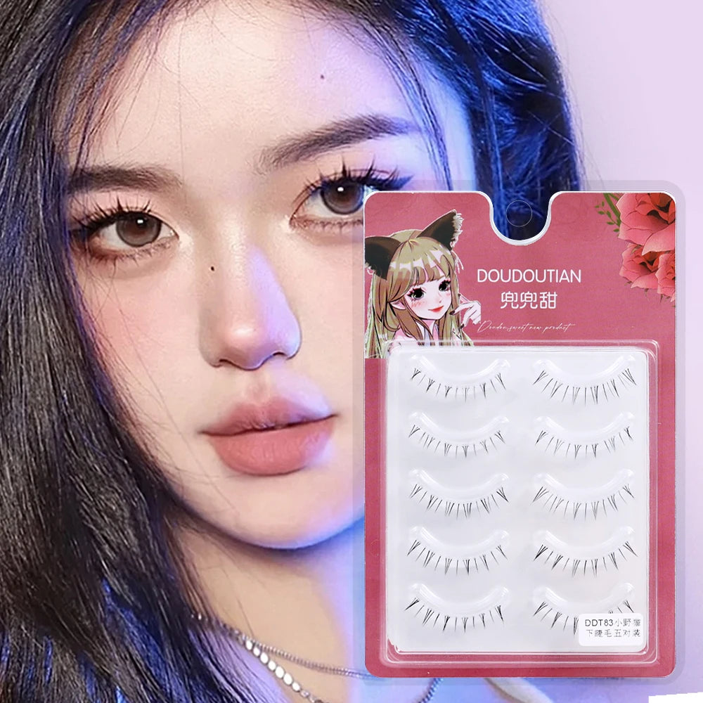 5 Pair Natural Lower Eyelashes Makeup Soft Handmade Clear Thin Band Under False Lashes
