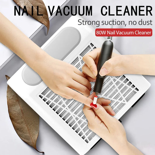 80W Nail Dust Collector With Remove Filter Powerful Vacuum Fan Vent Nail Dust Extractor For Acrylic Nail Salon Equipment