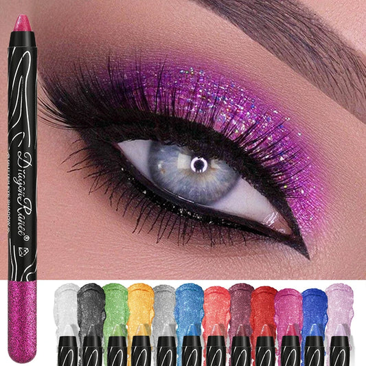 1Pc Metallic Purple Eyeshadow Pencil Glitter Silkworm Liner Pen Highlighter