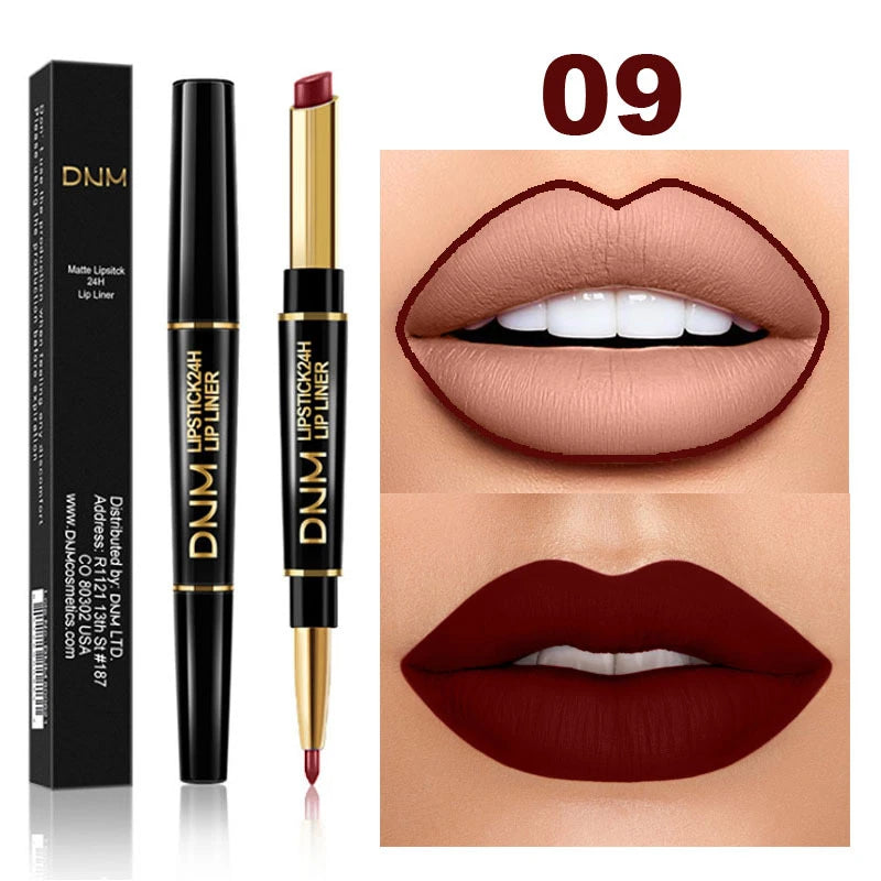 Matte Lipstick Pencil Double Head Lip Liner Pen Red Nude Long Lasting Waterproof Lady Charming Lip Pencil Makeup Tools