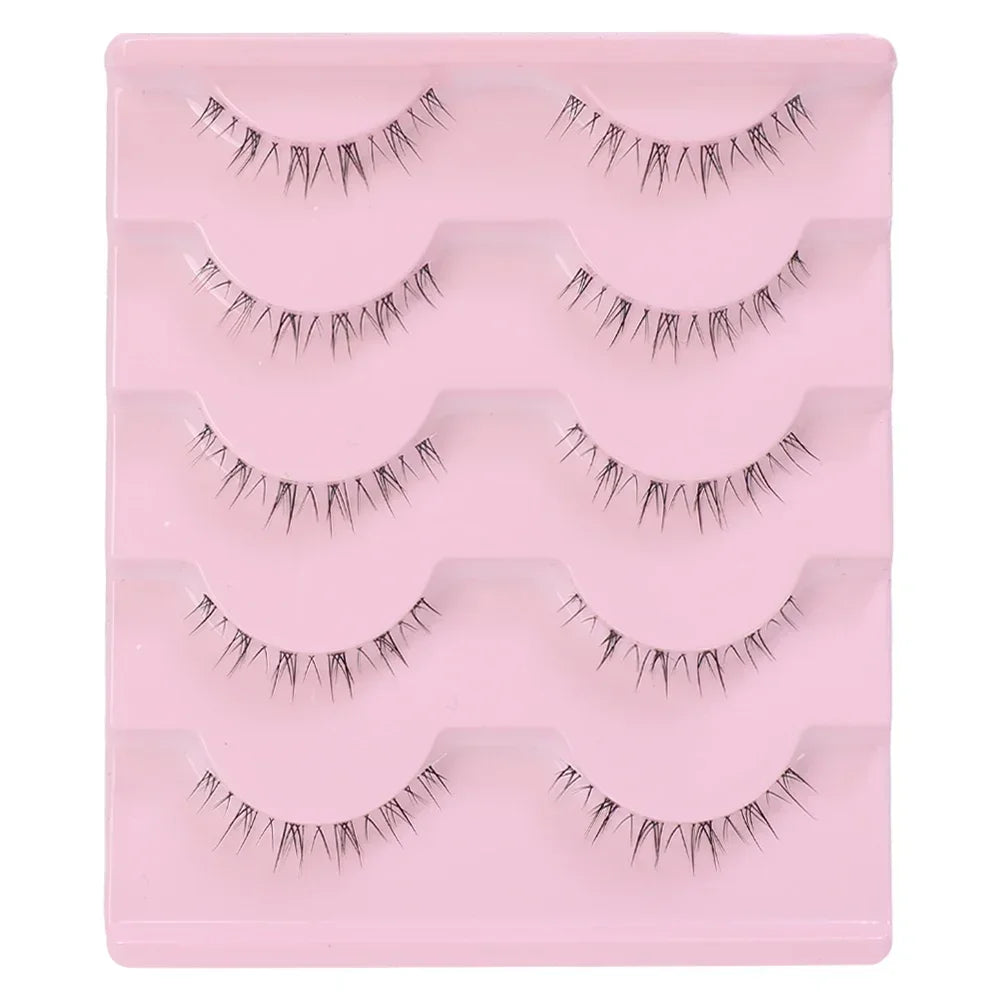 5 Pairs Thick Lower Eyelashes Pack Clear Band Under Eye Lashes 5D Soft Lower Eyelash Handmade Manga Bottom Lashes Makeup Tools