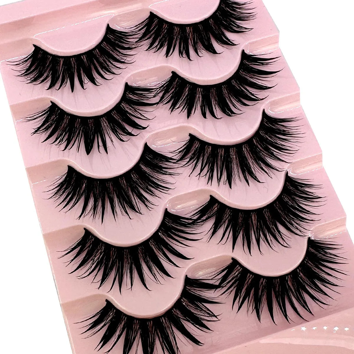 5Pairs Natural 3D Dramatic Fairy Clusters Manga Lashes Fake Eyelashes Wet Look Cosplay Lashes