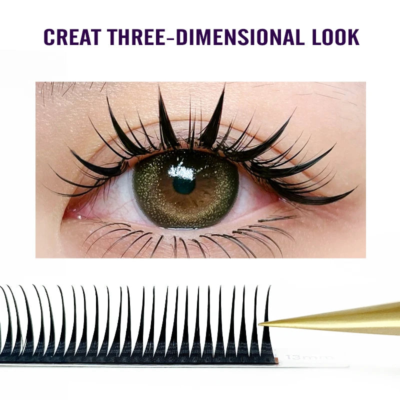 NATUHANA New 0.07mm Wet Eyelash Extension Manga Wispy Cosplay Type Spikes Lashes