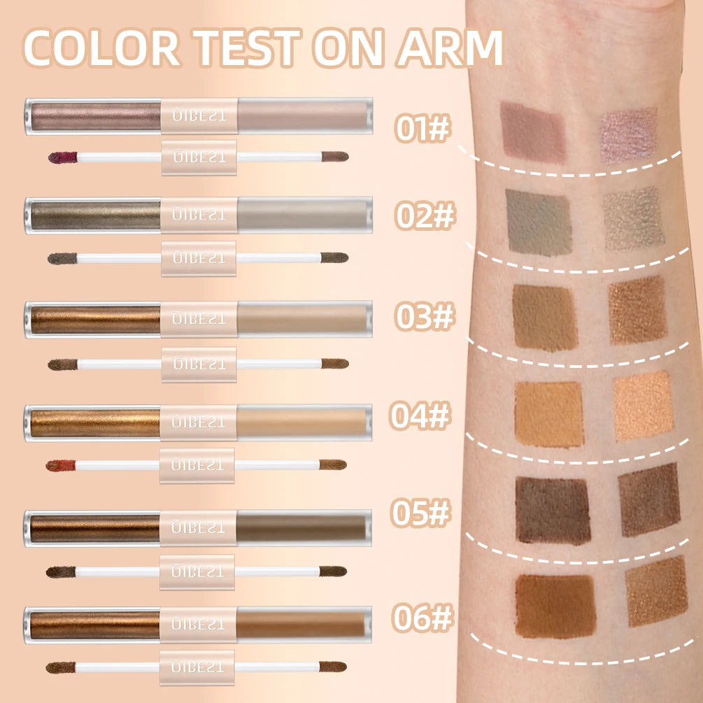 QIBEST Double End Glitter Matte Eye shadow Stick Pencil Eyeshadow Makeup Waterproof Bicolor Shimmer