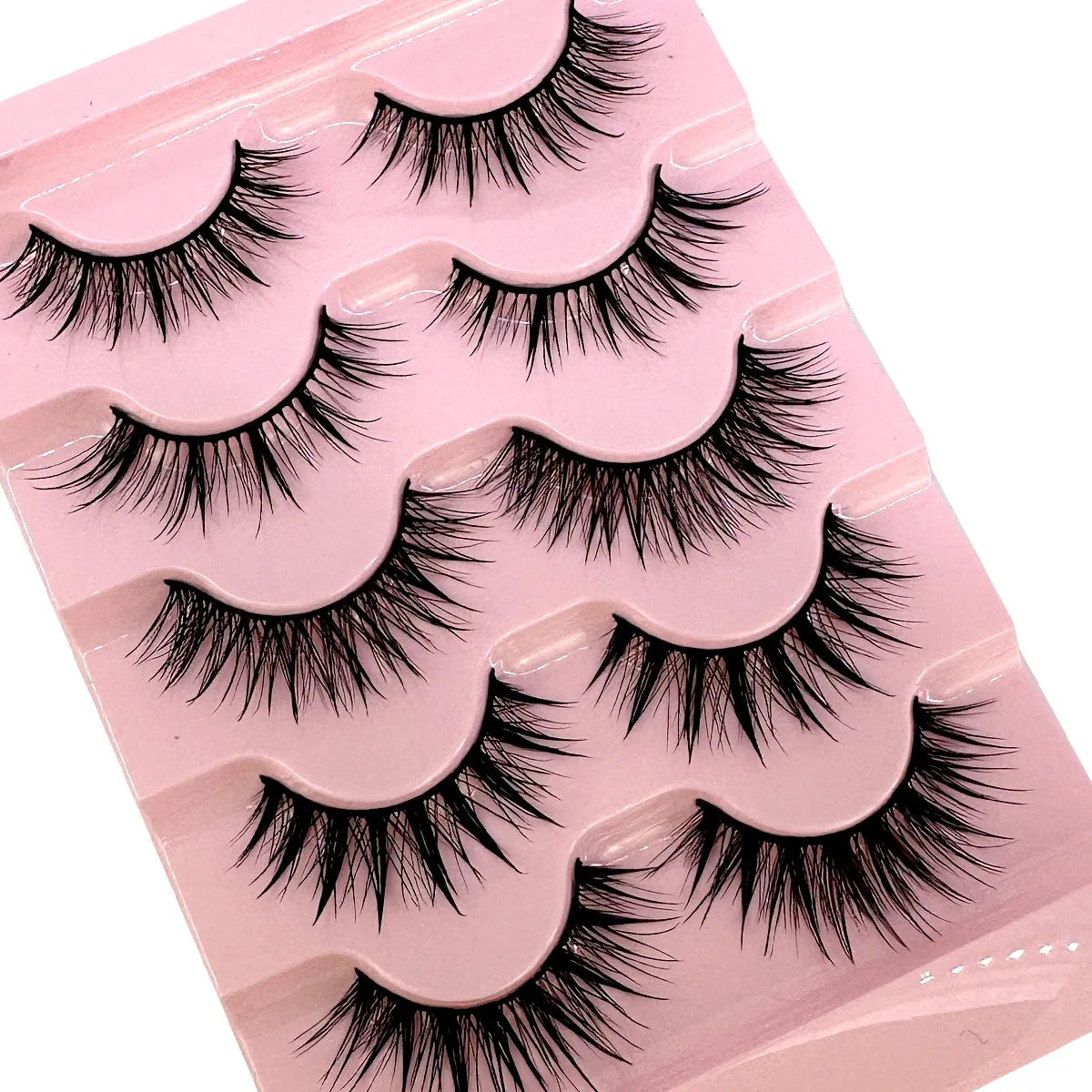 5Pairs Natural 3D Dramatic Fairy Clusters Manga Lashes Fake Eyelashes Wet Look Cosplay Lashes