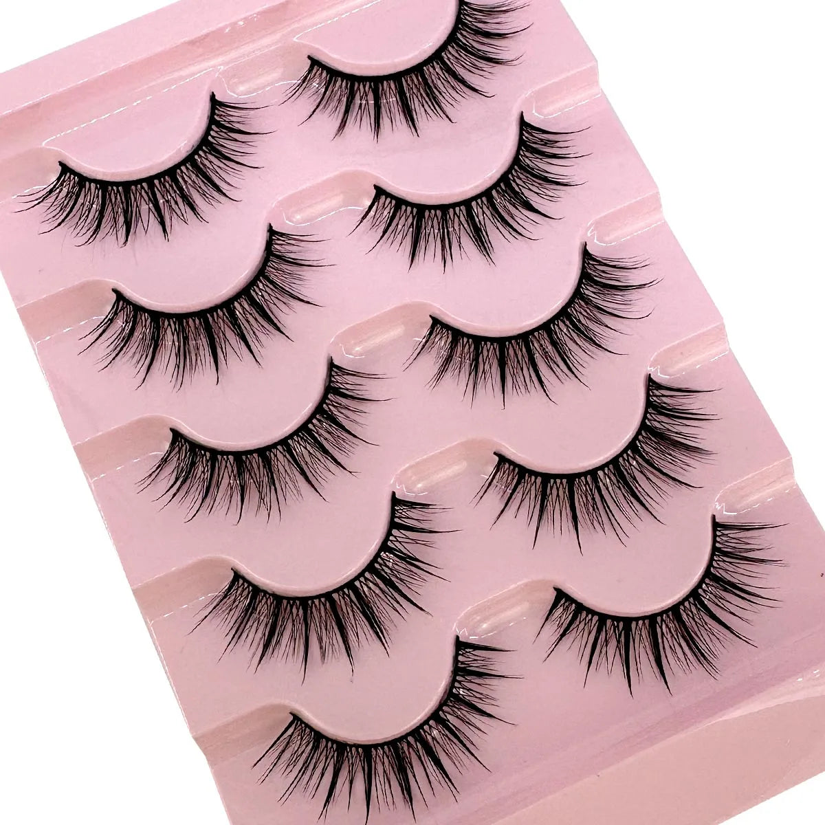 5Pairs Natural 3D Dramatic Fairy Clusters Manga Lashes Fake Eyelashes Wet Look Cosplay Lashes