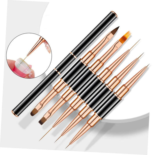 5-piece double head metal nail brush set, nail brush, nail polish brush, gel making brush, nail tool cleaning brush, nail design