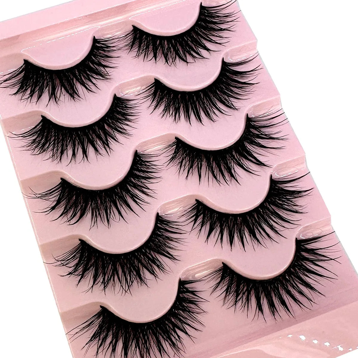 5Pairs Natural 3D Dramatic Fairy Clusters Manga Lashes Fake Eyelashes Wet Look Cosplay Lashes