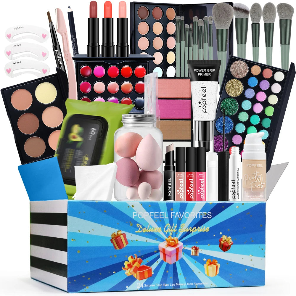 POPFEEL All In One Makeup Kit for Women Full Kit Makeup Gift Set for Women Eyebrow Eyeliner Eyeshadow Makeup Sets for Teen Girls