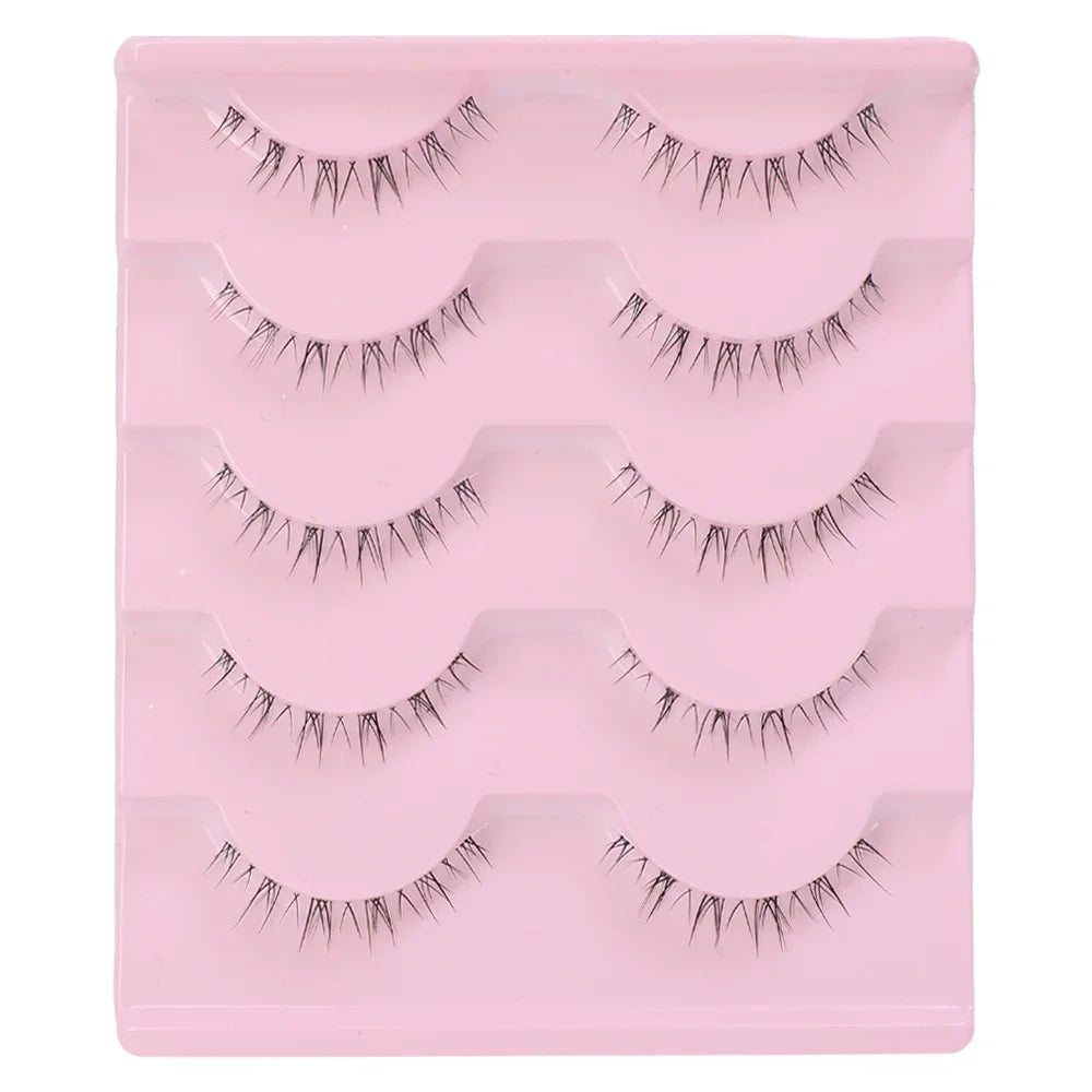 5 Pair Natural Lower Eyelashes Makeup Soft Handmade Clear Thin Band Under False Lashes