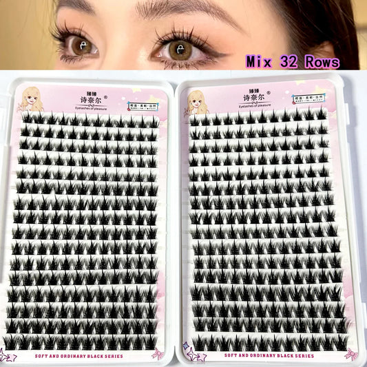 False Eyelashes Mix 32 Rows High-capacity Natural DIY Extension Supplies Lashes Cluster Multi Style Fusion Professional Makeup