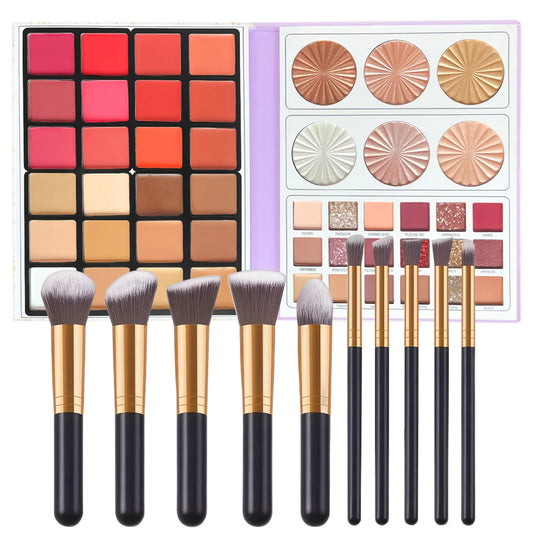 48 Colour Paper Palette Blush Concealer Highlighter Contour Eyeshadow 4-in-1 Set with Makeup Brushes Professional Makeup Set