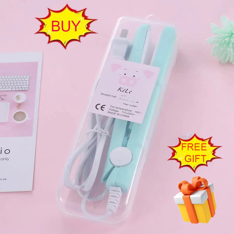 Mini Hair Straightener Flat Iron Hair Curler For Men Women Short Hair
