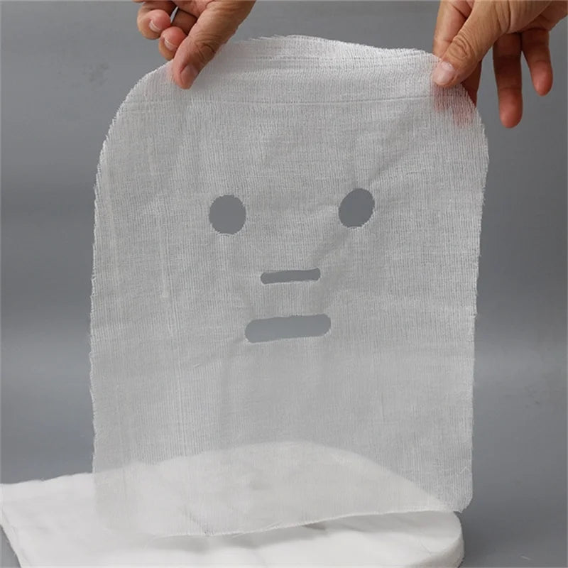 100pcs/bag White Soft Disposable Gauze Face Mask Pure Cotton Paper Sheet Beauty Salon Special Gauze Absorption Non-Irritating