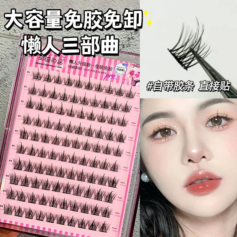Voluminous No Need Glue Self-adhesive False Eyelashes Fluffy Fish Tail Sunflower Thick Curling Lash Extension DIY Anime Eyes