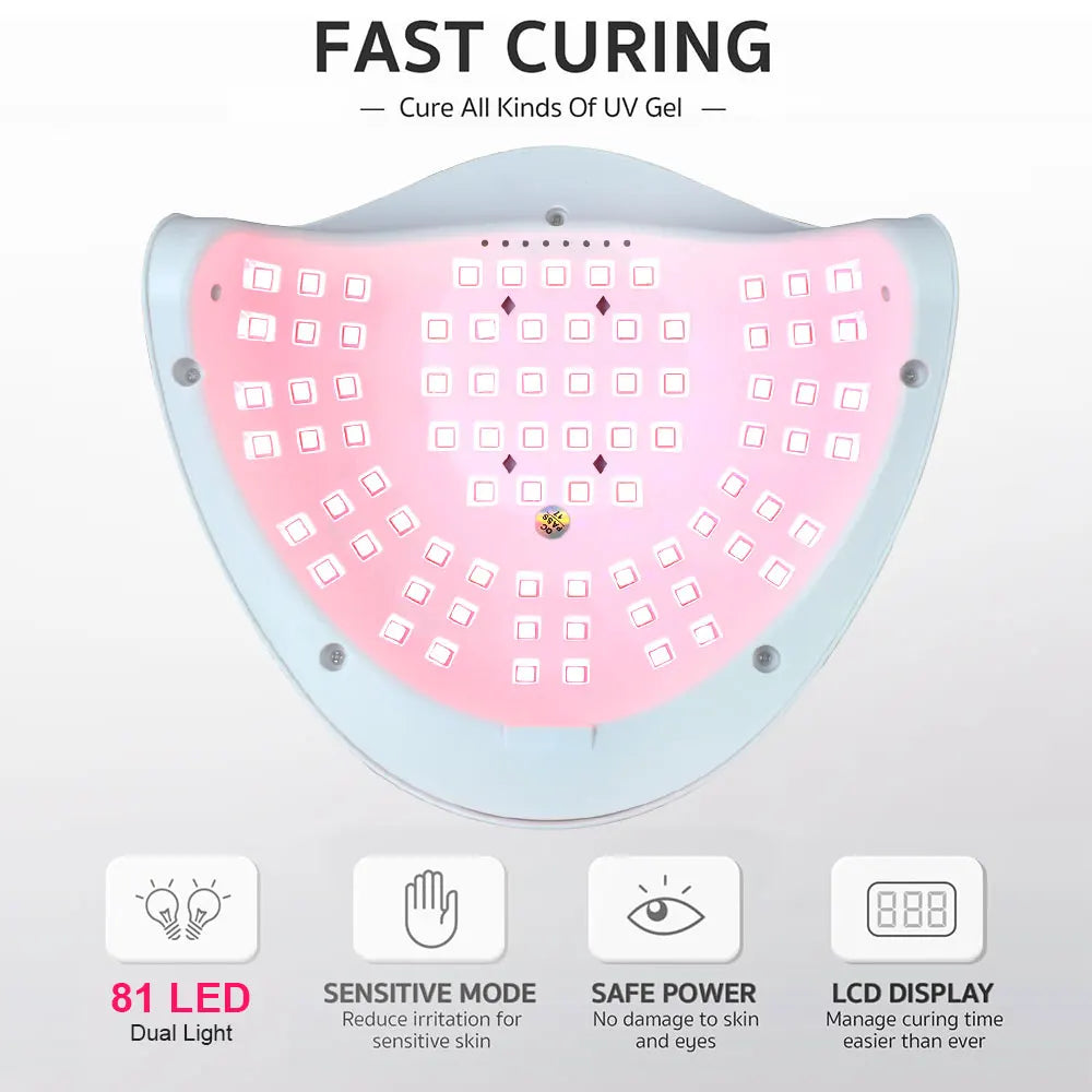 Professional Nail Dryer UV LED Lamp for Nails Gel Polish Dryer Light 81 LEDs Nail Art Accessories Curing Gel Toe Nails
