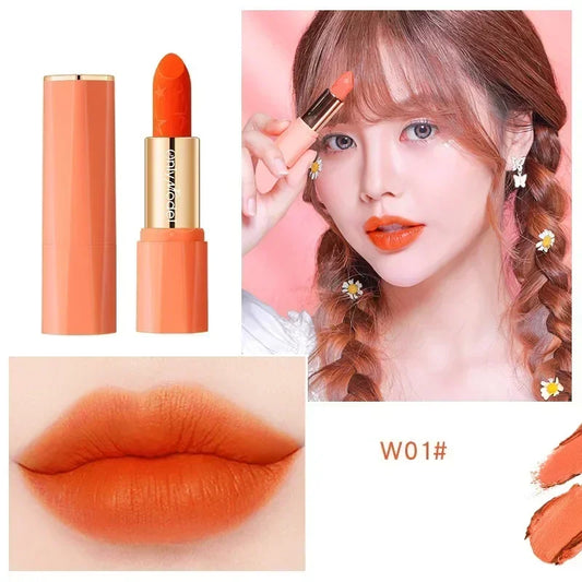 Velvet Orange Lipstick Waterproof Lasting Matte Resistant Stick Brighten Skin  Lip Tint Sexy Glaze Korean Cosmetics