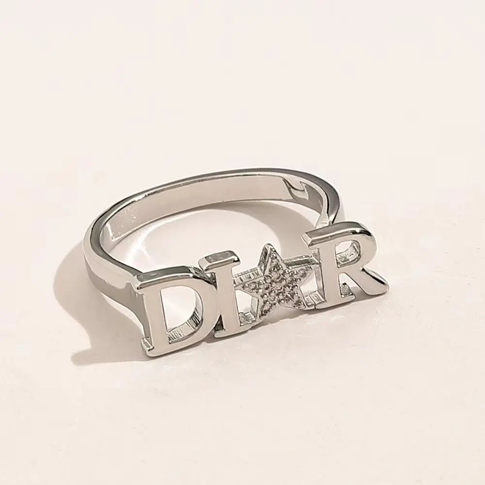 New Crystal Letter D Adjustable Rings for Women Fashion Brand Jewelry Zirconia Star Rings Party Gift Accessories